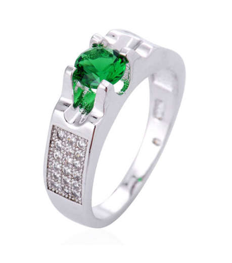 Dazzling Imported Simulated Green Emerald Ring