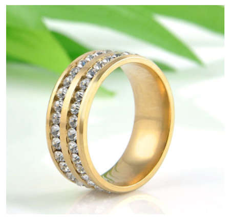 Gorgeous Unisex Cr.Diamond Yellow Rolled Gold Imported Engagement/Wedding Ring