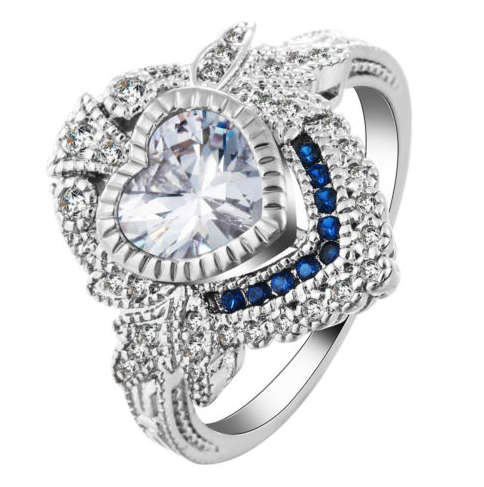 Eye Catching Cr.Diamond Set in 925 Sterling Silver Imported Filled Ring