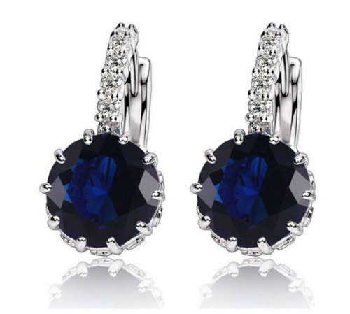 Awesome Sim.Sapphires Set in 18ct Platinum Gold Imported Filled Earrings