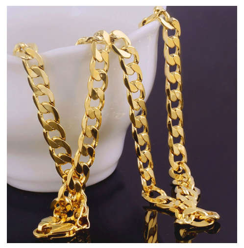 Flashing Ancient 7mm Yellow Rolled Gold Imported Unisex Neck Chain
