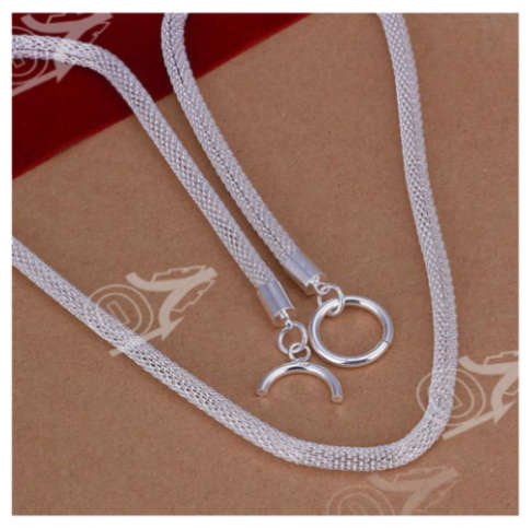 Flashing 925 Sterling Silver Imported filled Mesh Neck Chain