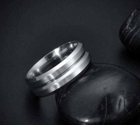 Fancy Stainless Steel Imported Wedding/Engagement Unisex Ring