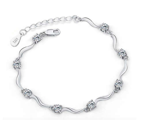 Flashing Cr. Daimonds Set in 925 Silver Imported Filled Tennis Bracelet Length  =  20.4 mm
