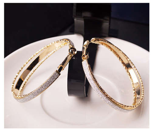 Attractive Imported Round Hoop with Silver Glitter Earrings