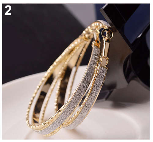 Attractive Imported Round Hoop with Silver Glitter Earrings