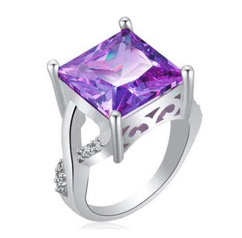 Attractive Cr.Amethyst Set in White Rolled Gold Imported Ring