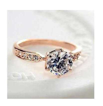 Stylish Simulated White Diamonds Set in Yellow Rolled Gold Imported Ring