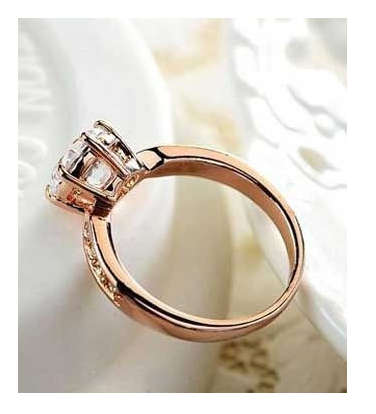 Stylish Simulated White Diamonds Set in Yellow Rolled Gold Imported Ring