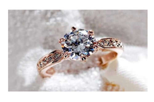 Stylish Simulated White Diamonds Set in Yellow Rolled Gold Imported Ring