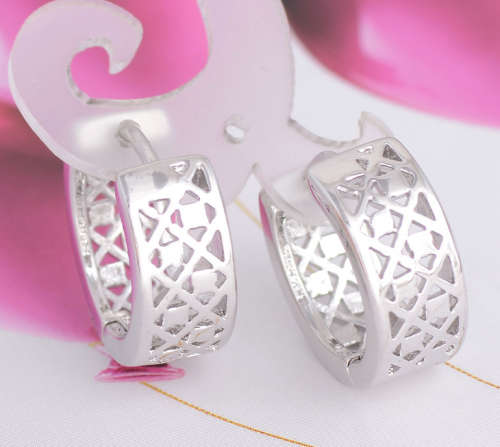 Nice Unique Round Hoop 925 Sterling Silver Imported Filled Earrings