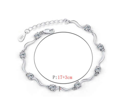 Flashing Cr. Diamonds Set in 925 Silver Imported Filled Tennis Bracelet