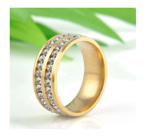 Gorgeous Unisex Cr.Diamond Yellow Rolled Gold Imported Engagement/Wedding Ring