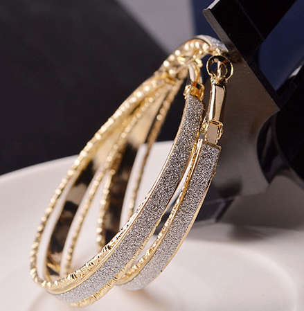 Attractive High Fashion Imported Round Hoop with Gold with Silver Glitter Earrings