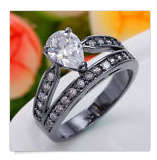 Elegant Sim Heart Shape Diamond Set in 14k Black Gold Imported Filled Ring