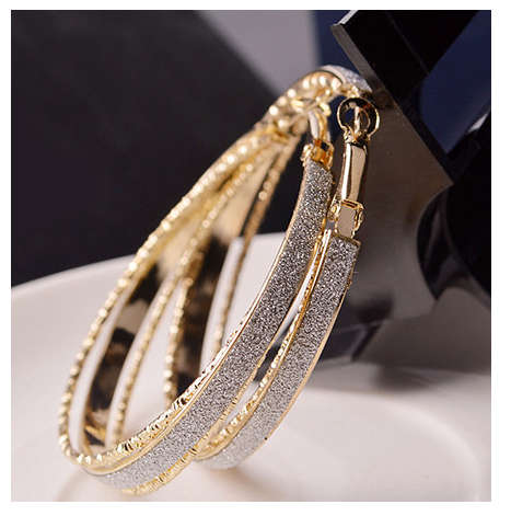 Attractive High Fashion Imported Round Hoop with Gold with Silver Glitter Earrings