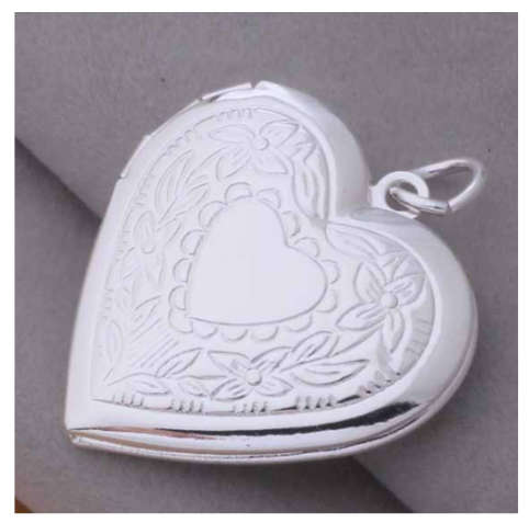 Super-B 925 Sterling Silver Filled Heart Shape Locket with Matching Neck Chain with 925 Stamp