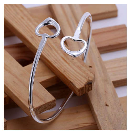 Spectacular Heart Shape White Rolled Gold Imported Bangle