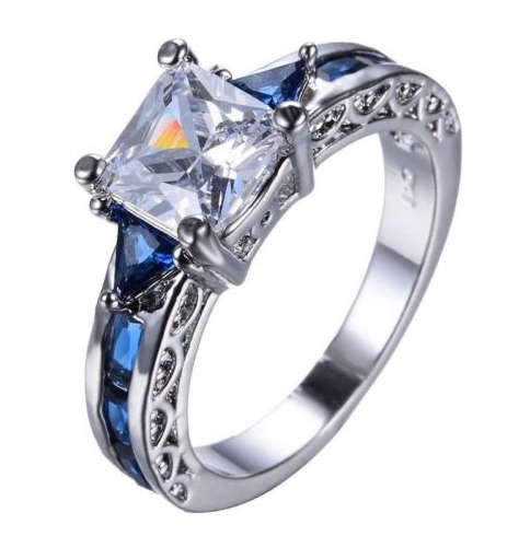 Sparkling Sim Diamond Set in 925 Sterling Silver Imported Filled Engagement/Wedding Ring