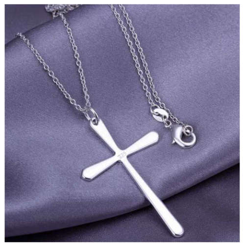 Stylish 925 Sterling Silver Cross wth Free Matching Chain Imported Filled Jewelry