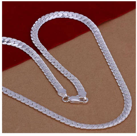 Sparkling Unisex (50cm) 925 Sterling Silver Neck Chain with 925 Marking Imported Filled Jewelry