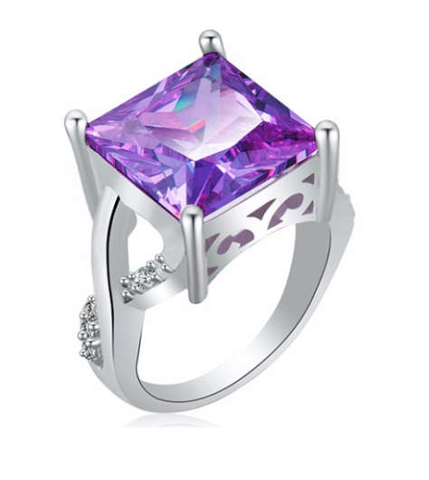 Attractive Cr.Amethyst Set in White Rolled Gold Imported Ring