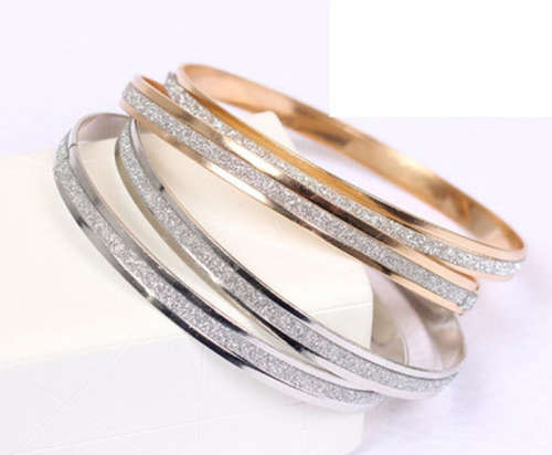Gorgeous 6mm Imported 2 Gold or 2 Silver Glitter Bangles