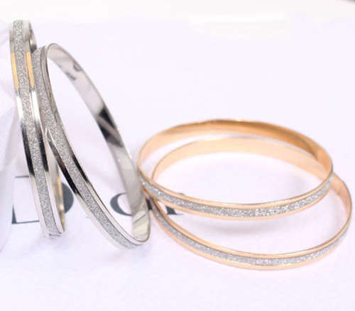 Gorgeous 6mm Imported 2 Gold or 2 Silver Glitter Bangles