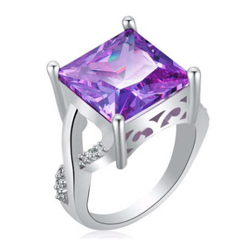 Attractive Cr.Amethyst Set in White Rolled Gold Imported Ring