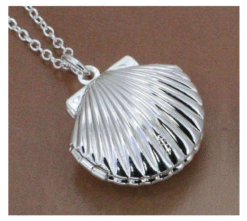 Flashing Shell Locket 925 Sterling Silver Pendant with Matching Chain Imported Filled Jewellery