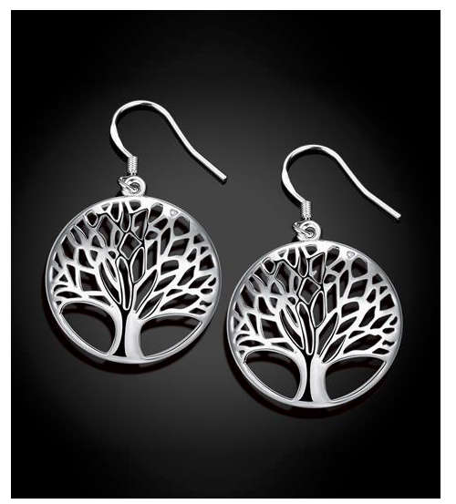 Attractive 925 Sterling Silver Tree of Life Drop Imported Filled Earrings