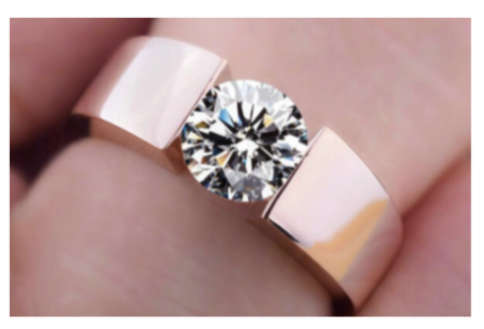 Attractive Simulated Diamonds Set in Rose Gold Imported Filled Ring