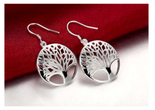 Attractive 925 Sterling Silver Tree of Life Drop Imported Filled Earrings