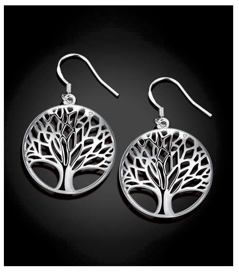 Attractive 925 Sterling Silver Tree of Life Drop Imported Filled Earrings