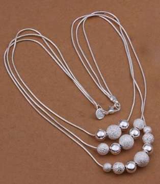 Adorable 925 Sterling Silver Neck Chain with 15 Ball Pendant Imported Filled Jewelry
