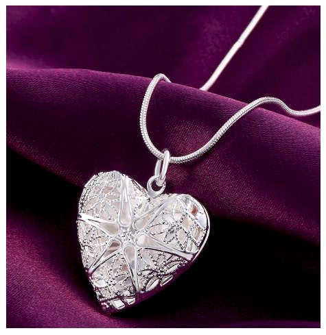 ElegantHeart Shape 925 Sterling Silver Filled Imported Filled Locket with Matching Chain