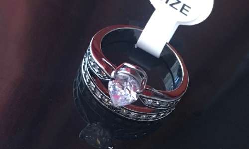 Sparkling Sim White Diamond in 18ct Black Gold Ring Imported Filled Jewellery