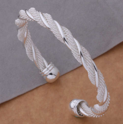 Quality 925 Sterling Silver Twisted Mesh Bangle Imported Filled Jewellery