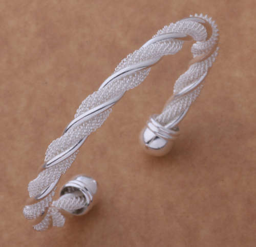 Quality 925 Sterling Silver Twisted Mesh Bangle Imported Filled Jewellery
