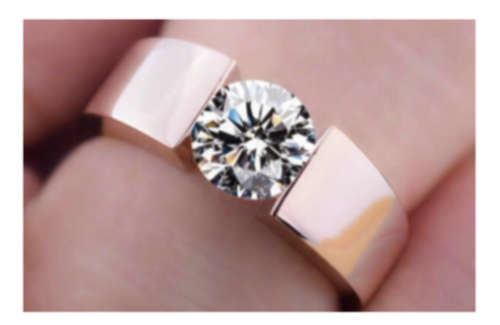 Attractive Simulated Diamonds Set in Rose Gold Imported Filled Ring