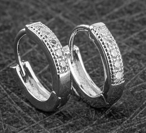Dazzling Cr. Diamonds in 925 Sterling Silver Earrings Internationally Imported Filled Earrings