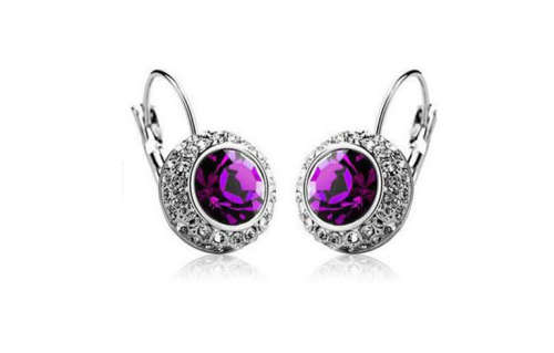 Charming Simulated Amethyst Set in 18ct White Gold Imported Filled Earrings
