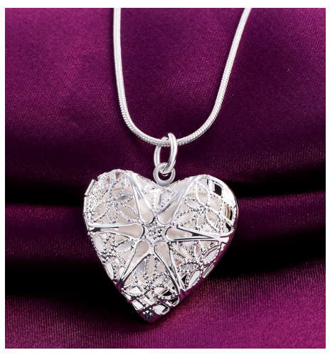 ElegantHeart Shape 925 Sterling Silver Filled Imported Filled Locket with Matching free Chain