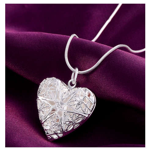 ElegantHeart Shape 925 Sterling Silver Filled Imported Filled Locket with Matching free Chain