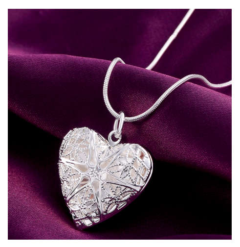 ElegantHeart Shape 925 Sterling Silver Filled Imported Filled Locket with Matching free Chain