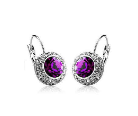 Charming Simulated Amethyst Set in 18ct White Gold Imported Filled Earrings