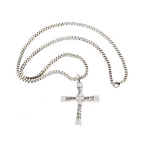 Attractive Diamante in 925 Sterling Silver Cross with free Matching Chain Imported Filled Jewellery