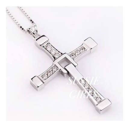 Attractive Diamante in 925 Sterling Silver Cross with free Matching Chain Imported Filled Jewellery