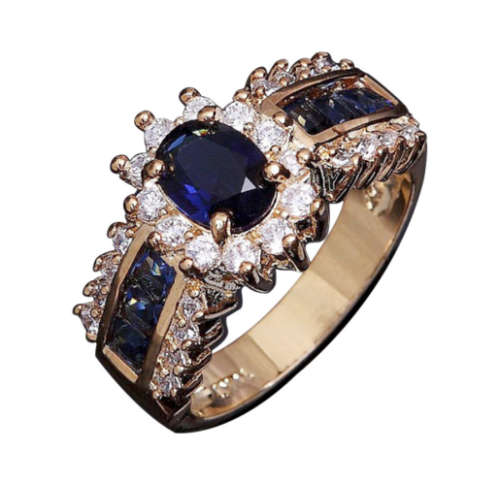 Attractive Sim Sapphire & Diamond in 18ct Yellow Rolled Gold Imported Ring