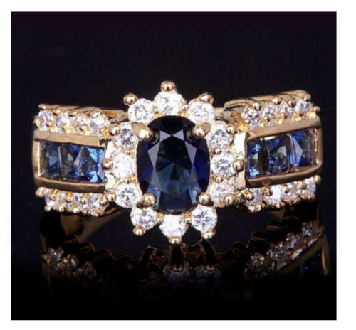 Attractive Sim Sapphire & Diamond in 18ct Yellow Rolled Gold Imported Ring